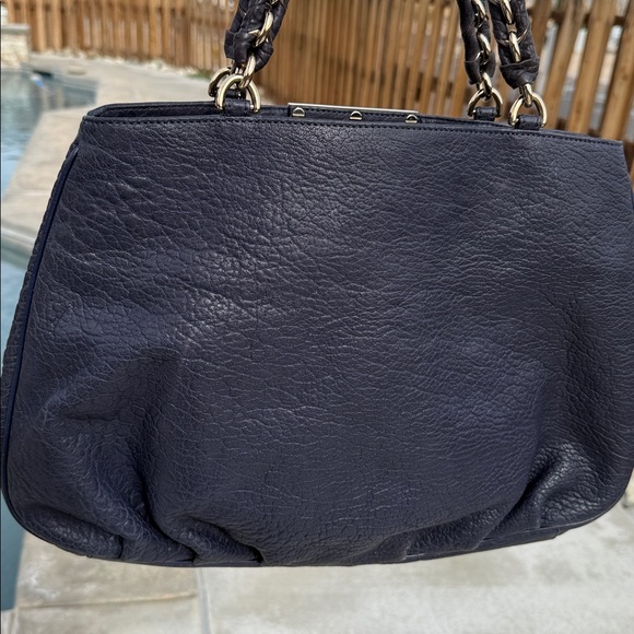 Fendi Navy Gold Mia large textured Leather Women's Bag - Picture 2 of 16